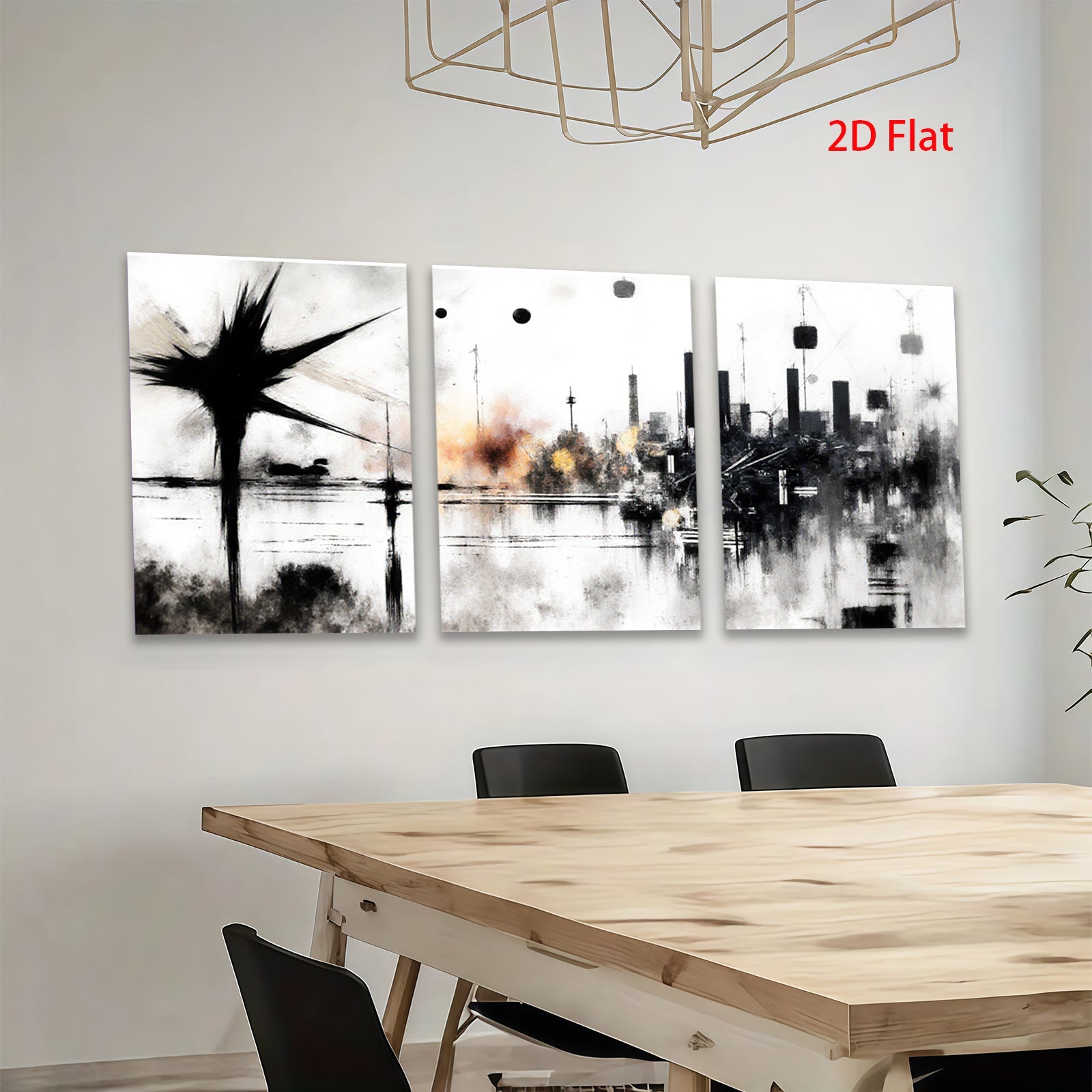 2D flat 1pc abstract city skyline modern wall art canvas prints for living room bedroom office decor farmhouse style gallery wrapped timeless elegance