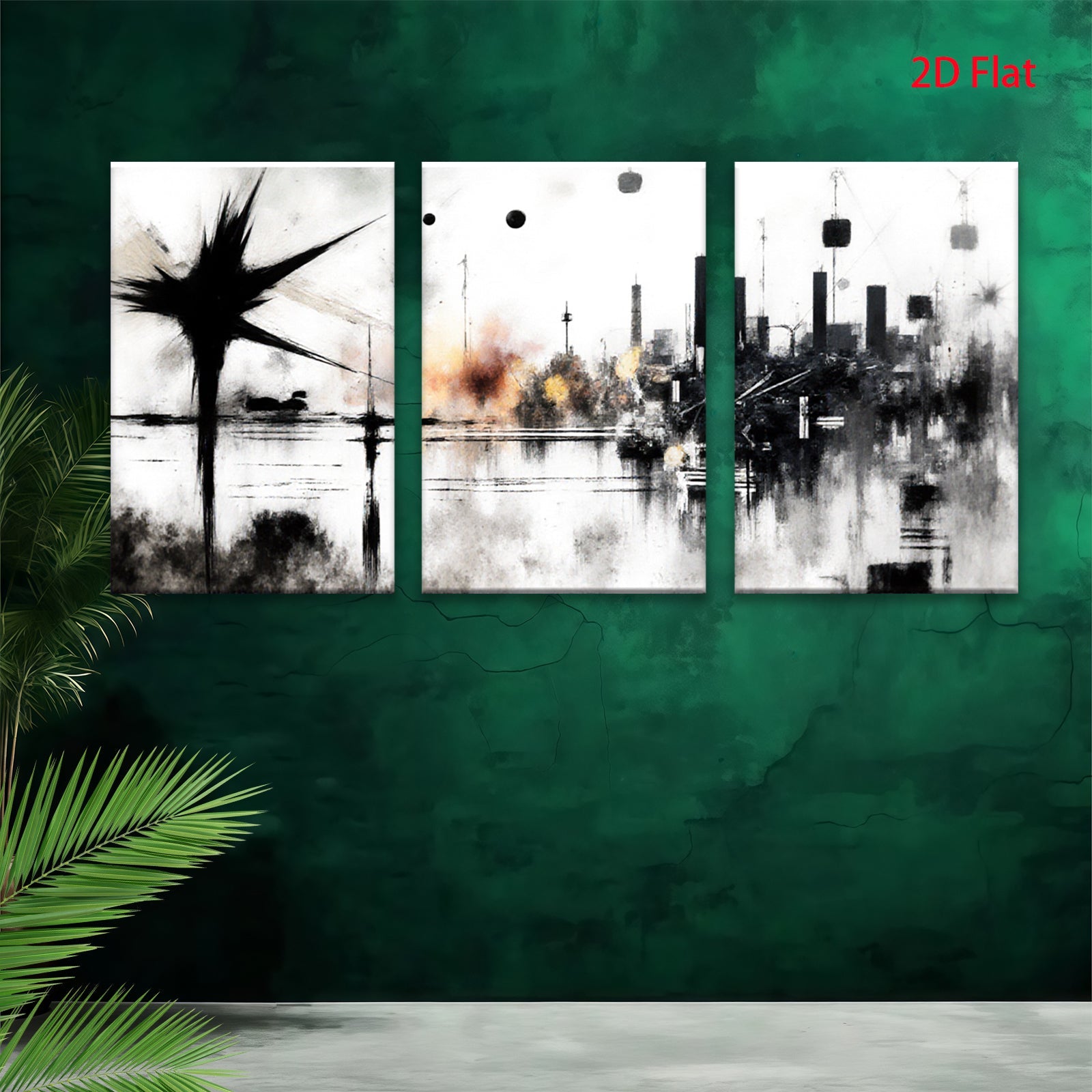 2D flat 1pc abstract city skyline modern wall art canvas prints for living room bedroom office decor farmhouse style gallery wrapped timeless elegance