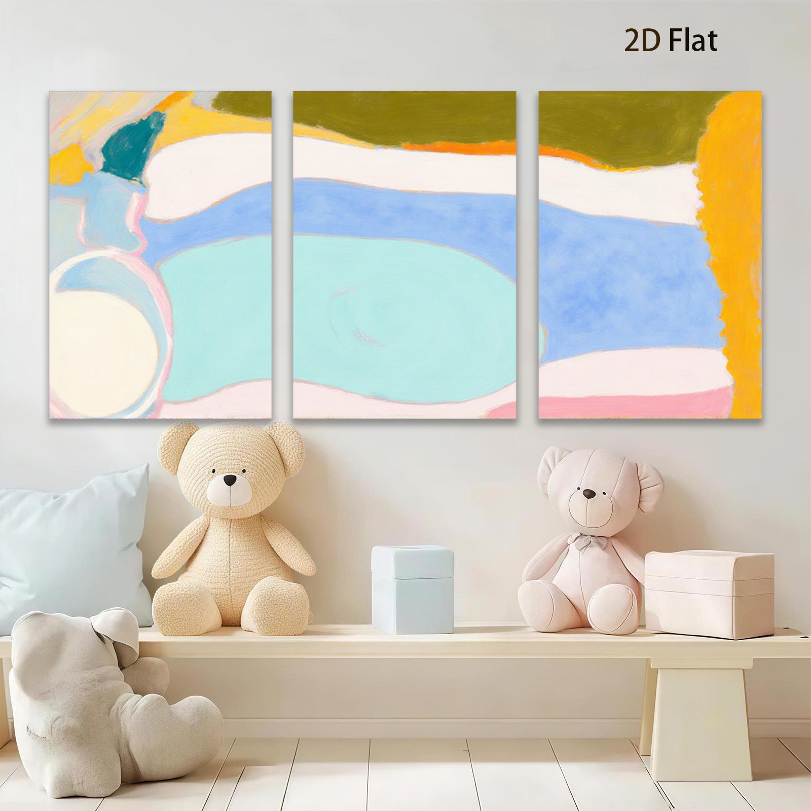 2D flat 1pc abstract color blocks modern wall art bedroom living room farmhouse gallery wrapped canvas prints ready to hang