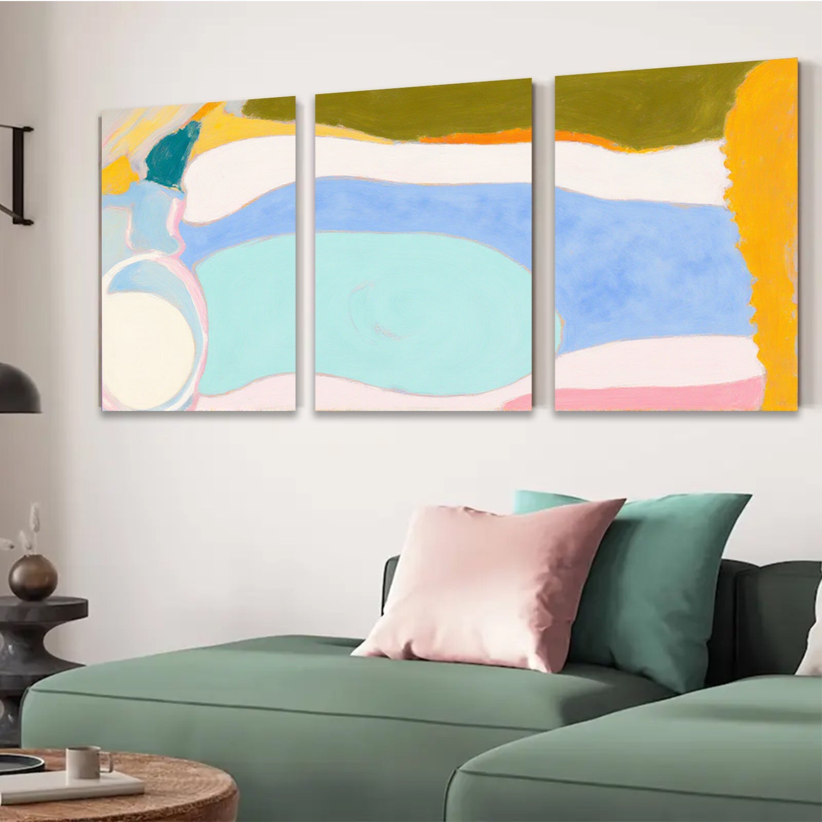 2D flat 1pc abstract color blocks modern wall art bedroom living room farmhouse gallery wrapped canvas prints ready to hang