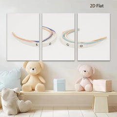 2D flat 1pc abstract colorful stripe wall art modern farmhouse living room decor gallery wrapped canvas prints coastal boho bedroom statement piece