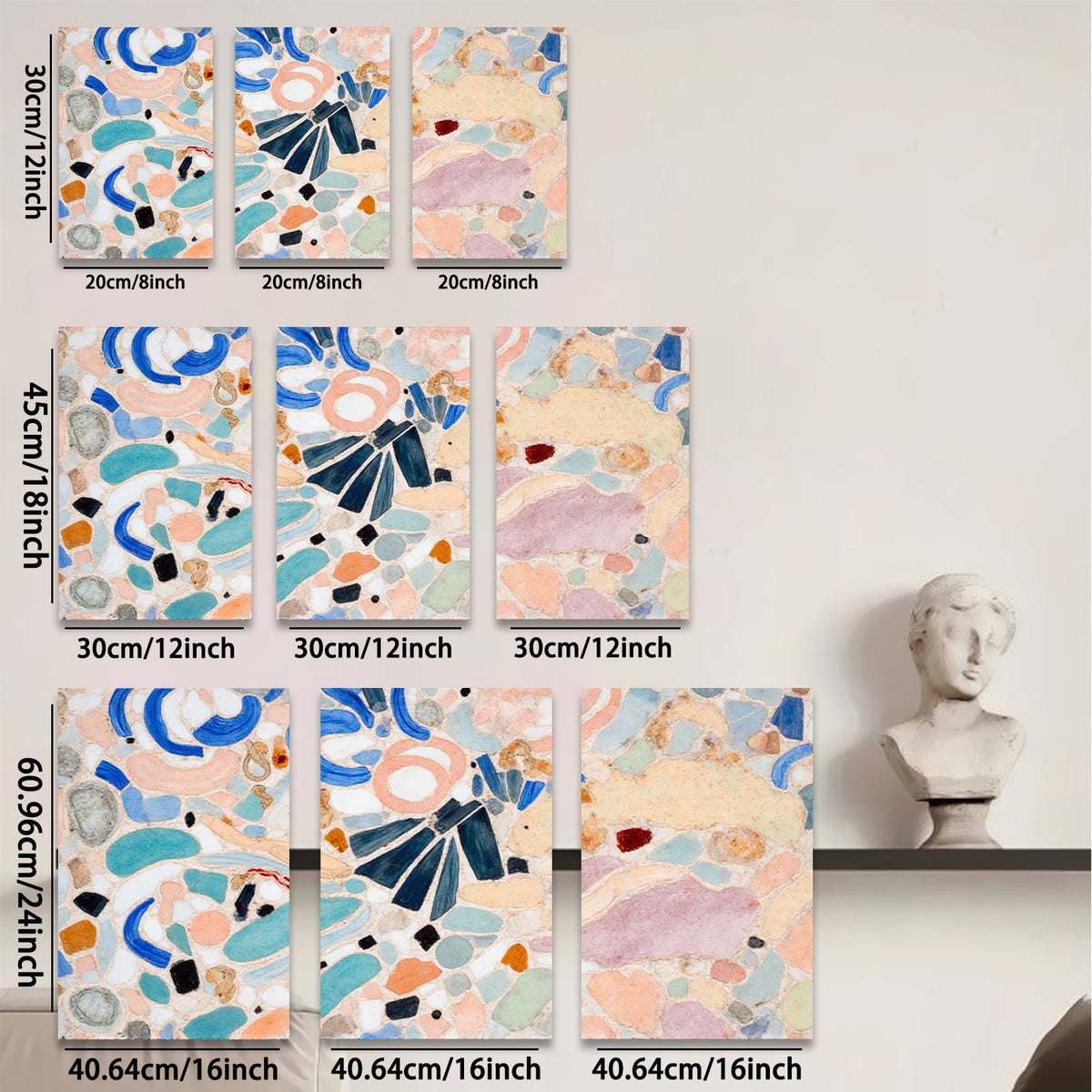 2D flat 1pc abstract colorful swirls modern art canvas wall decor living room bedroom farmhouse style gallery wrapped ready to hang