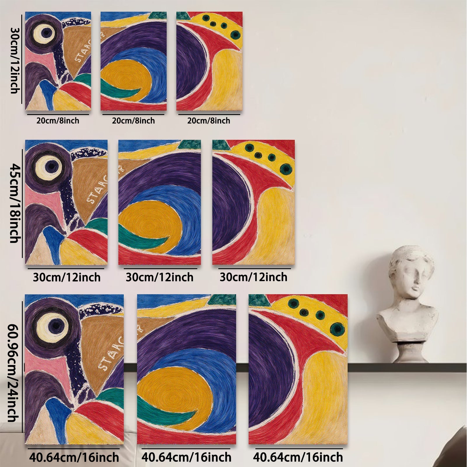 2D flat 1pc abstract colorful swirls modern wall art home decor living room bedroom office gallery wrapped canvas print farmhouse style