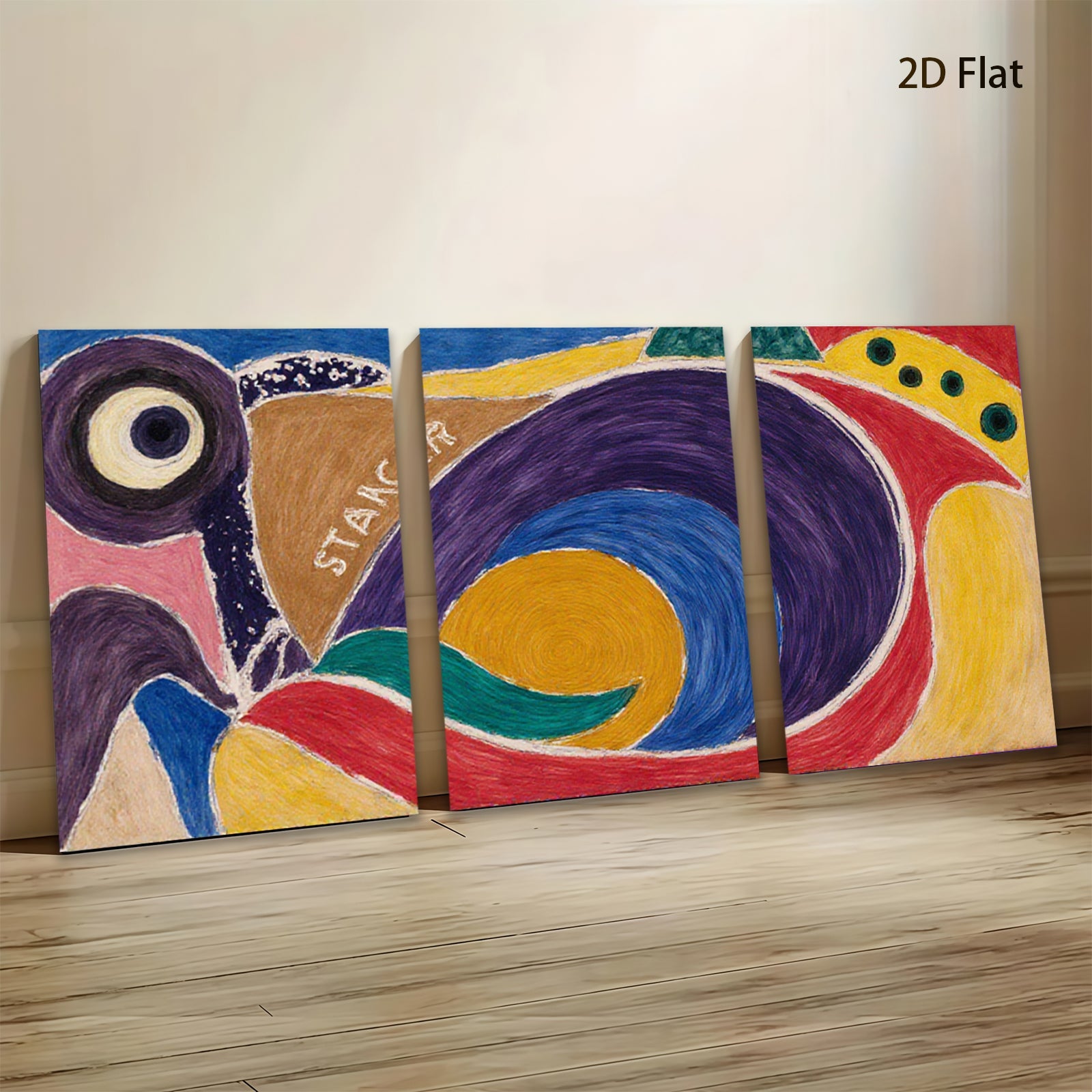 2D flat 1pc abstract colorful swirls modern wall art home decor living room bedroom office gallery wrapped canvas print farmhouse style
