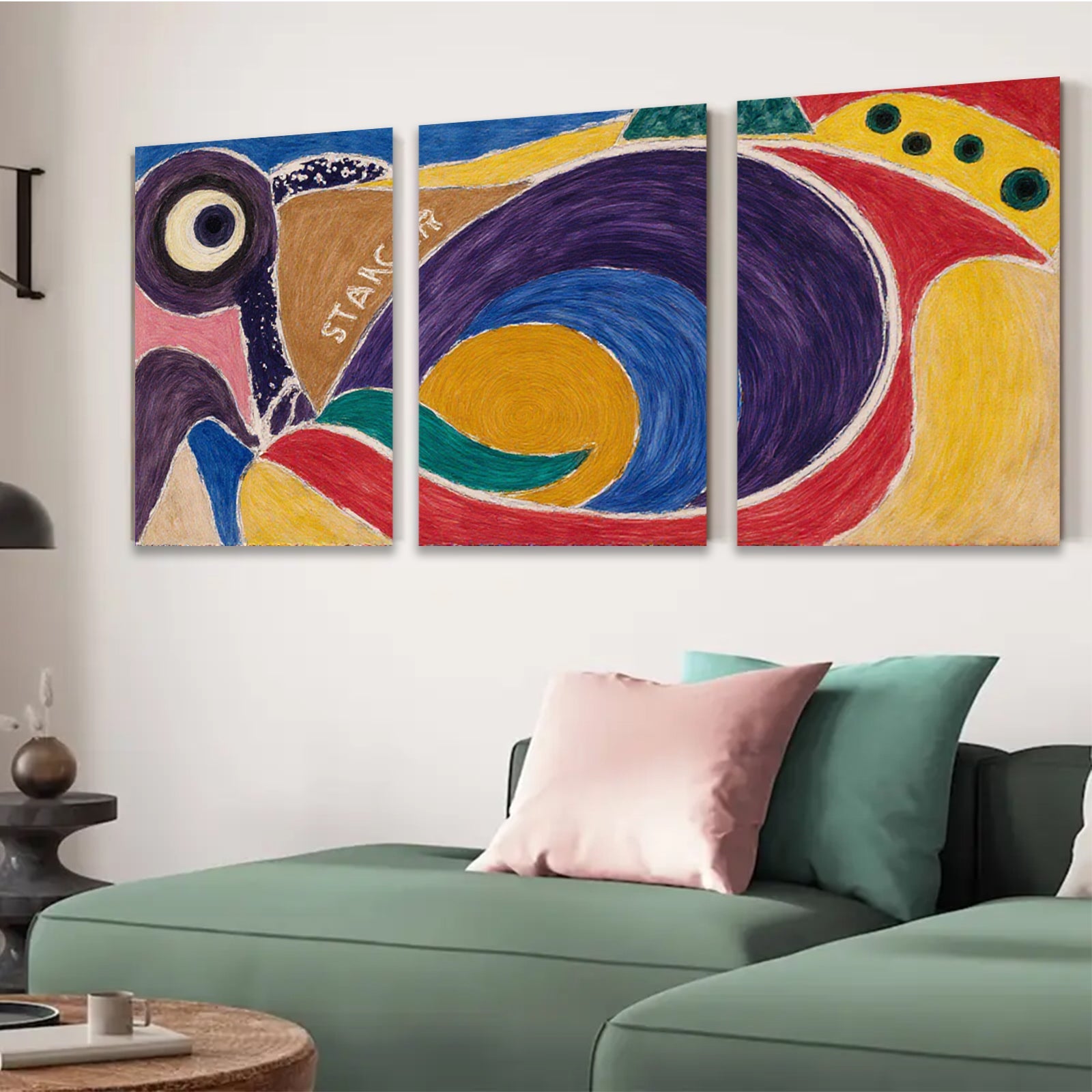 2D flat 1pc abstract colorful swirls modern wall art home decor living room bedroom office gallery wrapped canvas print farmhouse style