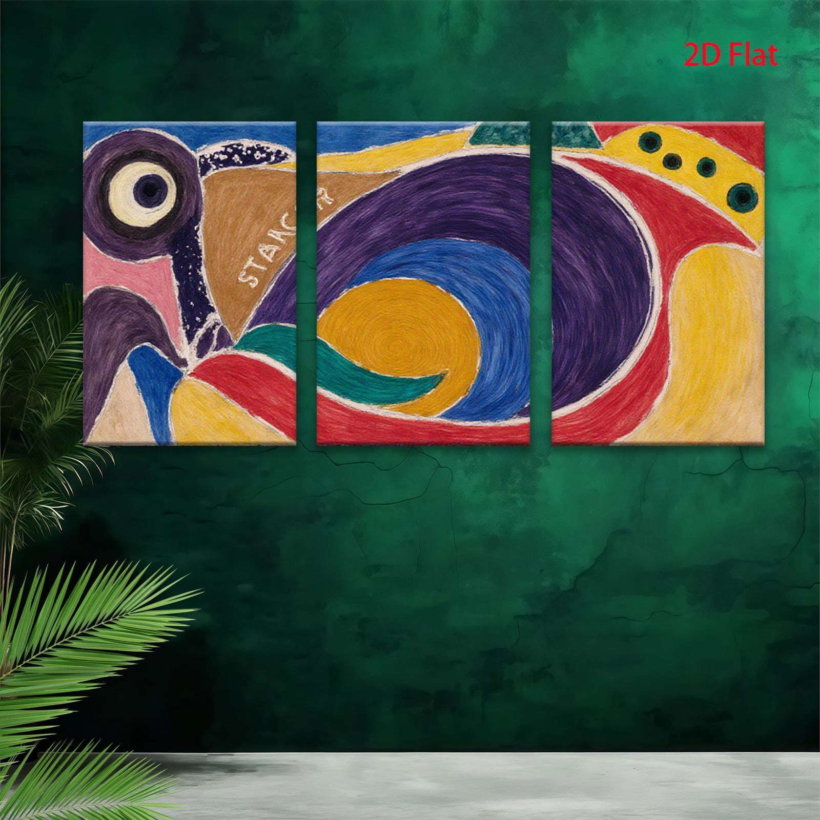 2D flat 1pc abstract colorful swirls modern wall art home decor living room bedroom office gallery wrapped canvas print farmhouse style