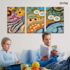 2D flat 1pc abstract colorful swirls vibrant wall art modern farmhouse living room bedroom decor gallery wrapped canvas prints statement piece