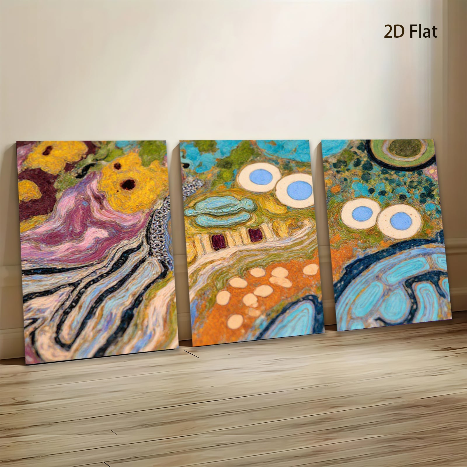 2D flat 1pc abstract colorful swirls vibrant wall art modern farmhouse living room bedroom decor gallery wrapped canvas prints statement piece