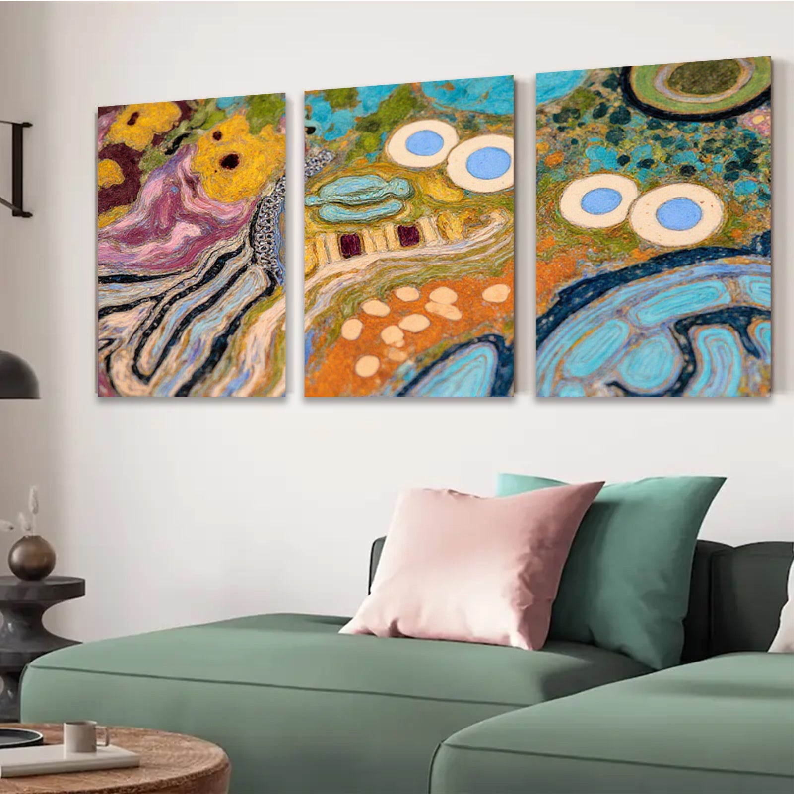 2D flat 1pc abstract colorful swirls vibrant wall art modern farmhouse living room bedroom decor gallery wrapped canvas prints statement piece