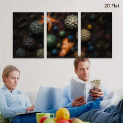 2D flat 1pc abstract cosmic nebula vibrant celestial art living room bedroom gallery wrapped canvas modern farmhouse wall decor