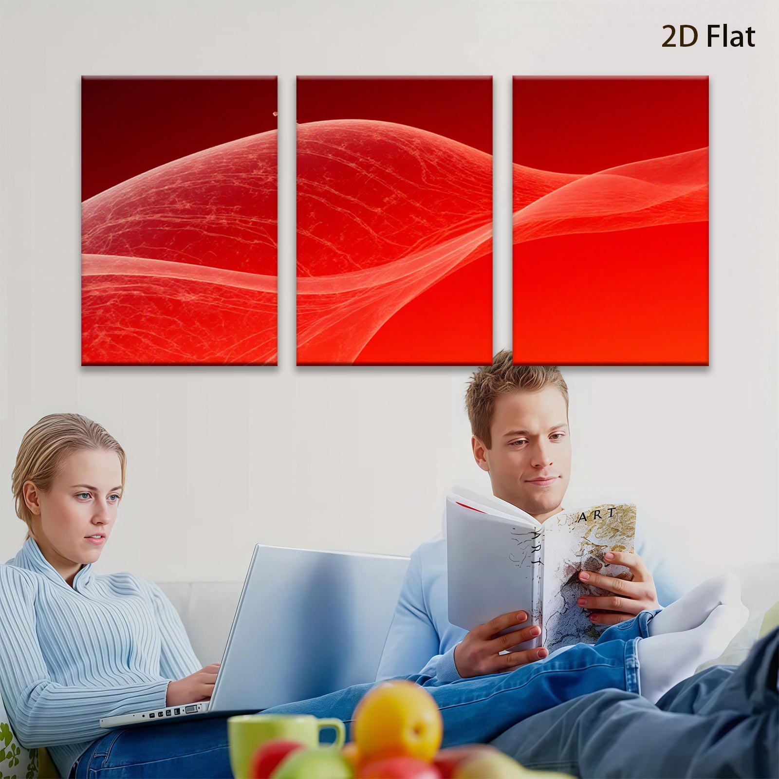 2D flat 1pc abstract crimson waves modern wall art for living room bedroom home decor farmhouse style gallery wrapped canvas prints large size