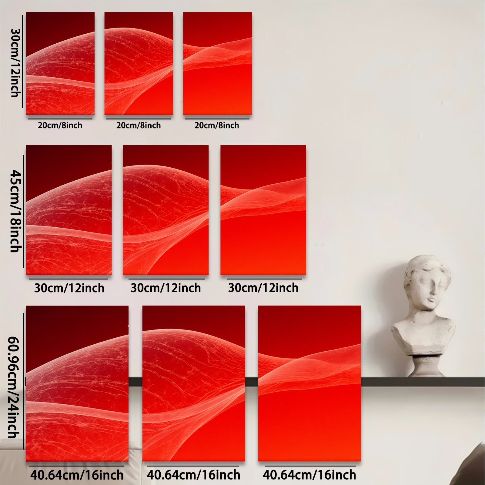 2D flat 1pc abstract crimson waves modern wall art for living room bedroom home decor farmhouse style gallery wrapped canvas prints large size