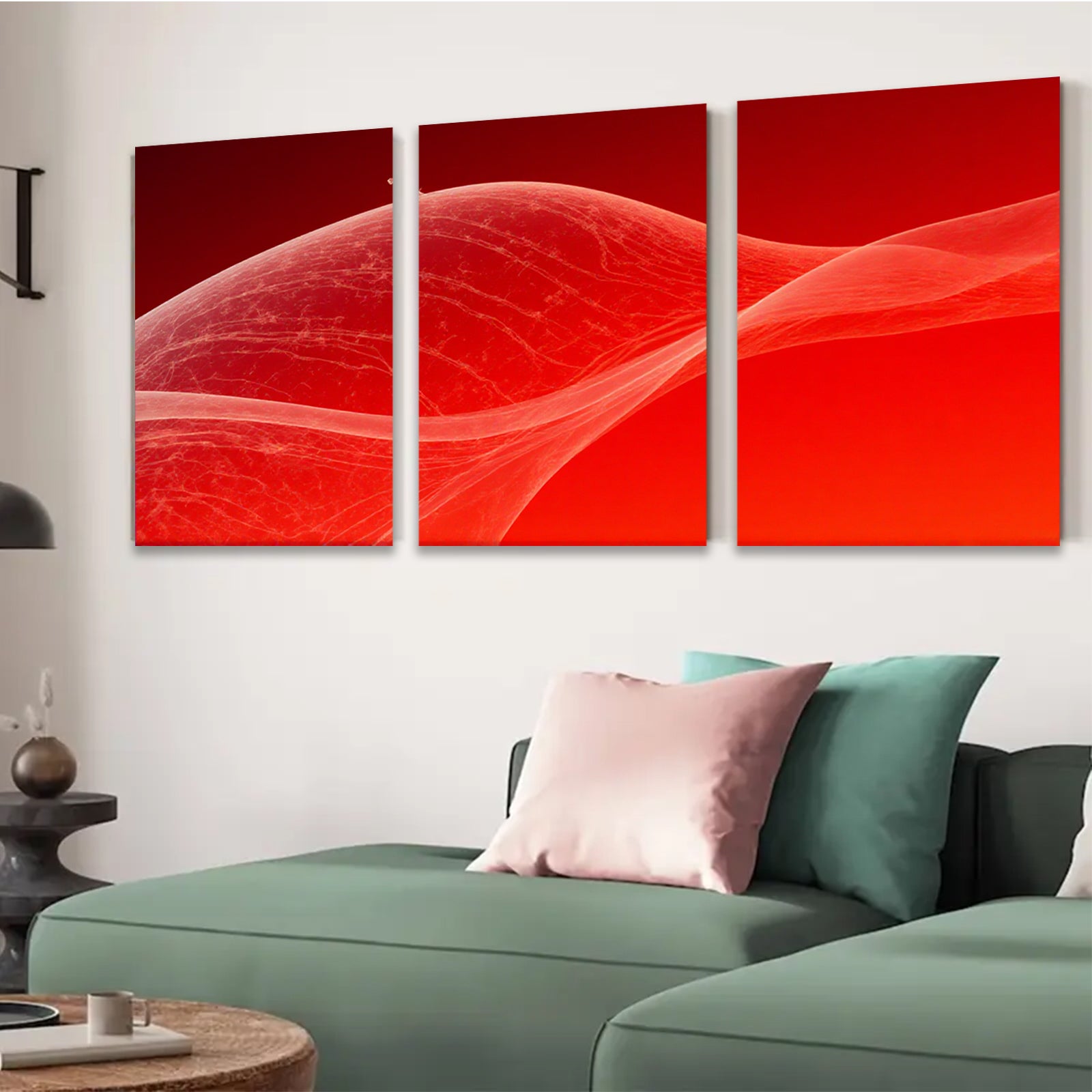 2D flat 1pc abstract crimson waves modern wall art for living room bedroom home decor farmhouse style gallery wrapped canvas prints large size