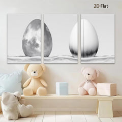2D flat 1pc abstract eggshell monochrome wall art for living room bedroom modern farmhouse decor gallery wrapped canvas prints