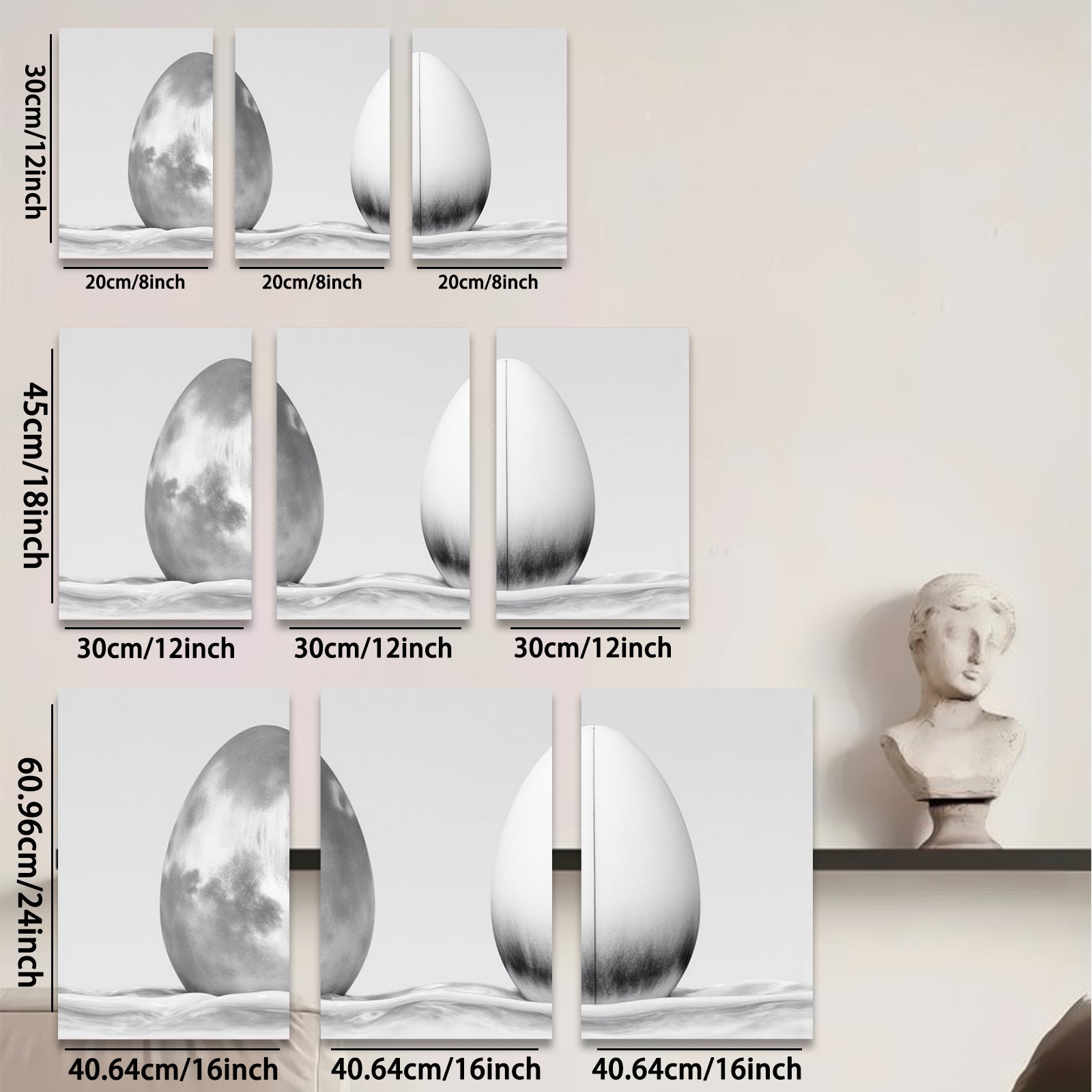 2D flat 1pc abstract eggshell monochrome wall art for living room bedroom modern farmhouse decor gallery wrapped canvas prints