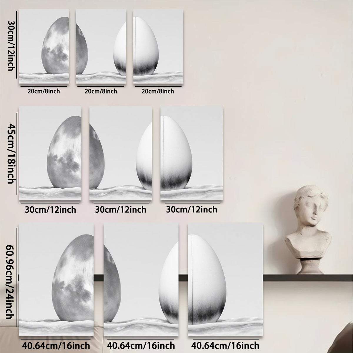 2D flat 1pc abstract eggshell monochrome wall art for living room bedroom modern farmhouse decor gallery wrapped canvas prints