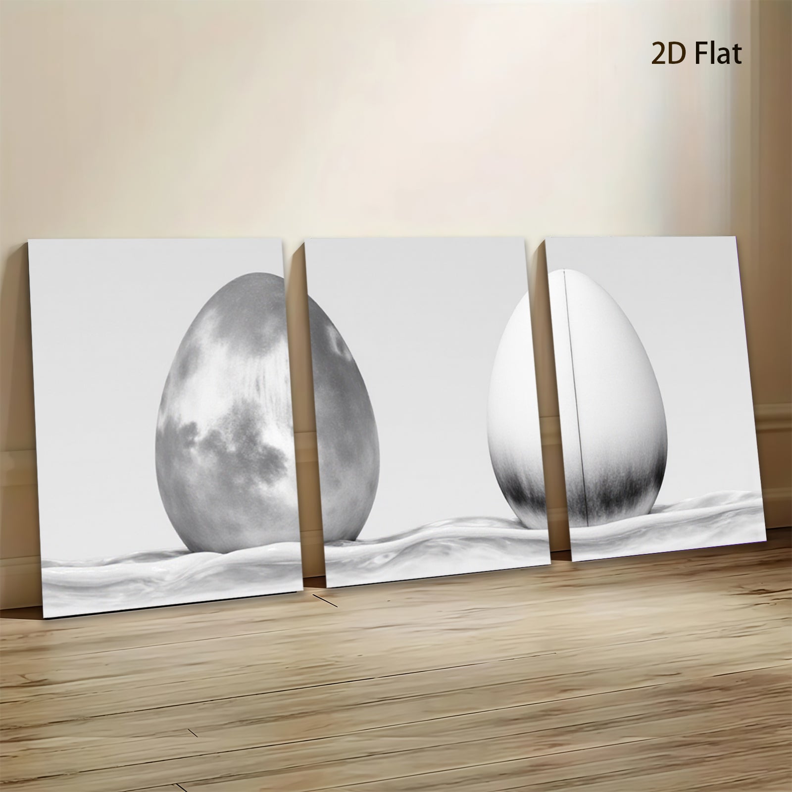 2D flat 1pc abstract eggshell monochrome wall art for living room bedroom modern farmhouse decor gallery wrapped canvas prints
