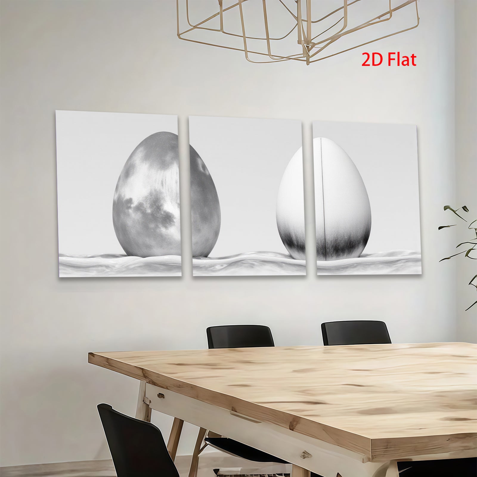 2D flat 1pc abstract eggshell monochrome wall art for living room bedroom modern farmhouse decor gallery wrapped canvas prints