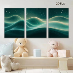 2D flat 1pc abstract emerald waves flowing energy modern wall art canvas prints for living room bedroom office decor farmhouse style gallery wrapped ready to hang