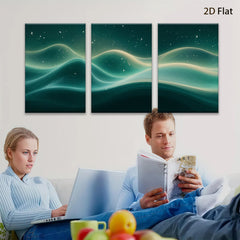 2D flat 1pc abstract emerald waves flowing energy modern wall art canvas prints for living room bedroom office decor farmhouse style gallery wrapped ready to hang