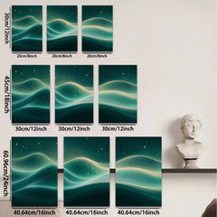 2D flat 1pc abstract emerald waves flowing energy modern wall art canvas prints for living room bedroom office decor farmhouse style gallery wrapped ready to hang
