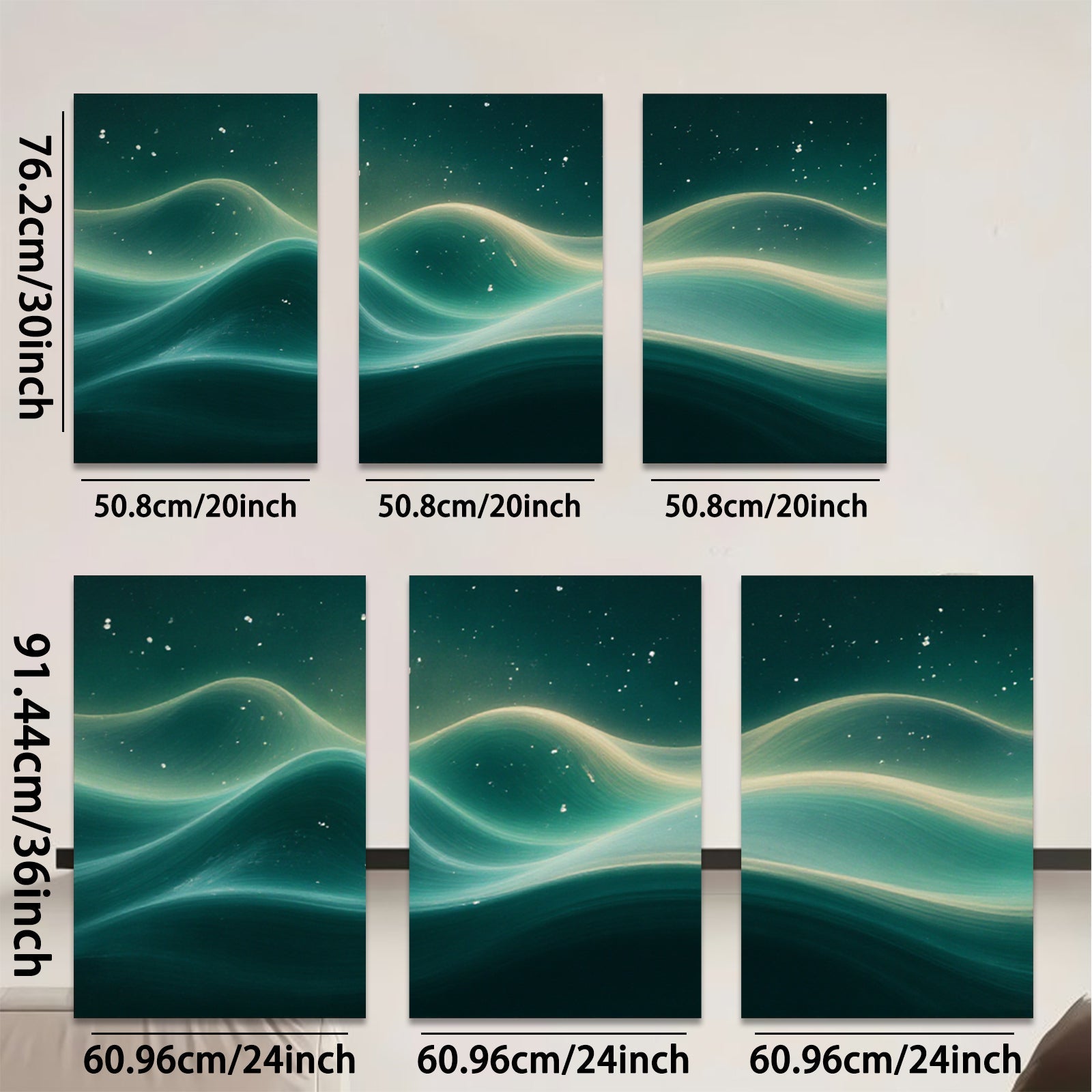 2D flat 1pc abstract emerald waves flowing energy modern wall art canvas prints for living room bedroom office decor farmhouse style gallery wrapped ready to hang
