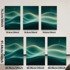 2D flat 1pc abstract emerald waves flowing energy modern wall art canvas prints for living room bedroom office decor farmhouse style gallery wrapped ready to hang