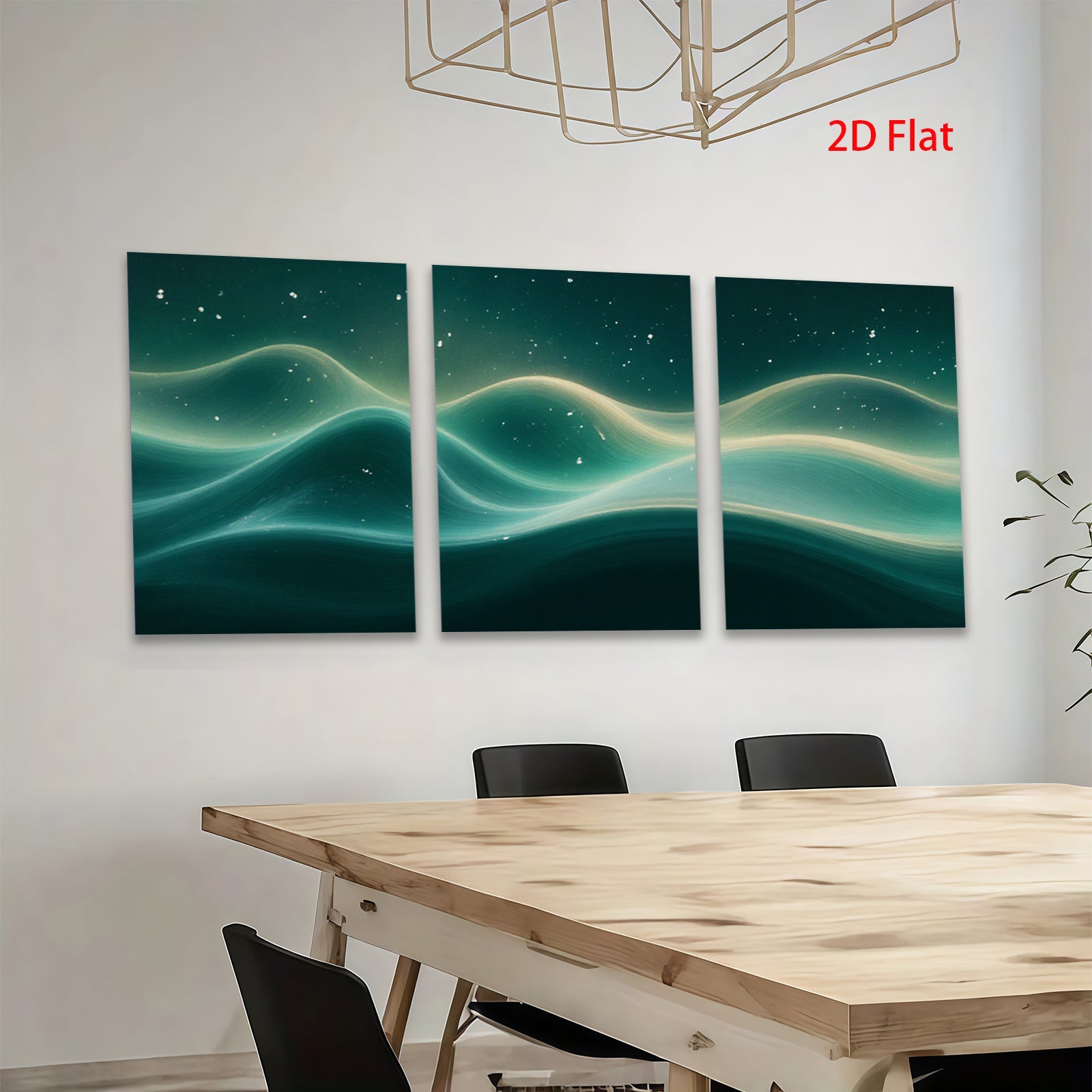 2D flat 1pc abstract emerald waves flowing energy modern wall art canvas prints for living room bedroom office decor farmhouse style gallery wrapped ready to hang