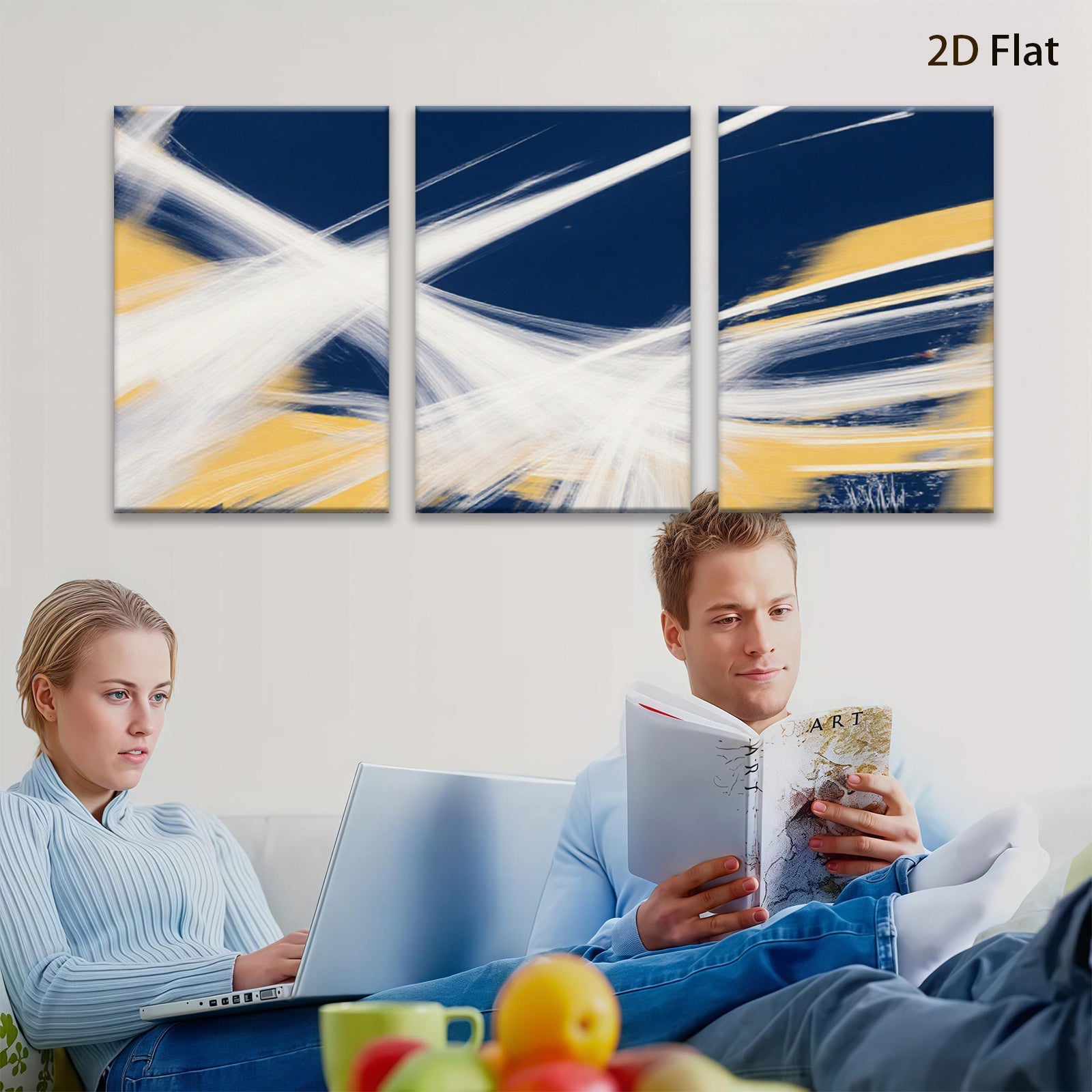 2D flat 1pc abstract explosion vibrant canvas wall art modern farmhouse decor living room bedroom gallery wrapped ready to hang stylish statement piece
