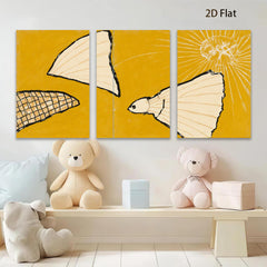 2D flat 1pc abstract fish shapes minimalist wall art modern farmhouse decor living room bedroom gallery wrapped canvas prints