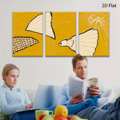 2D flat 1pc abstract fish shapes minimalist wall art modern farmhouse decor living room bedroom gallery wrapped canvas prints