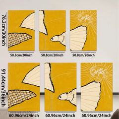 2D flat 1pc abstract fish shapes minimalist wall art modern farmhouse decor living room bedroom gallery wrapped canvas prints