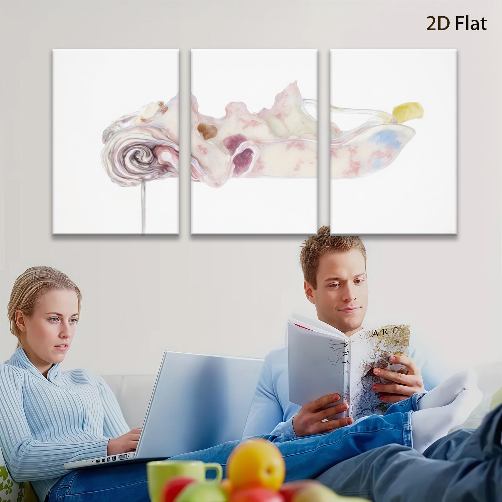 2D flat 1pc abstract floral botanical wall art canvas print living room bedroom home decor farmhouse style modern minimalist gallery wrapped