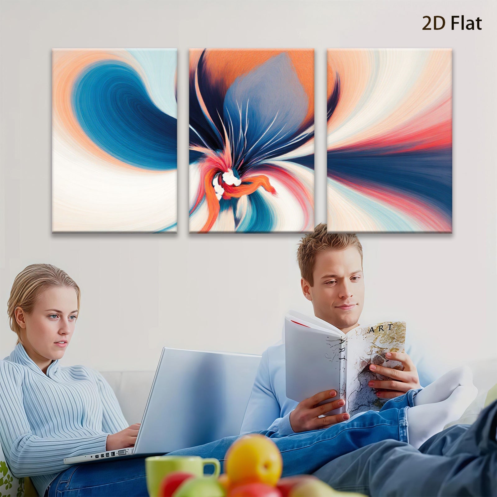 2D flat 1pc abstract floral explosion vibrant wall art modern farmhouse living room bedroom decor gallery wrapped canvas prints statement piece cozy home refresh