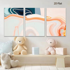 2D flat 1pc abstract fluid art canvas wall decor for living room bedroom modern farmhouse gallery wrapped teal orange minimalist statement piece trending now farmhouse style