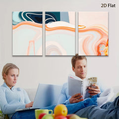 2D flat 1pc abstract fluid art canvas wall decor for living room bedroom modern farmhouse gallery wrapped teal orange minimalist statement piece trending now farmhouse style