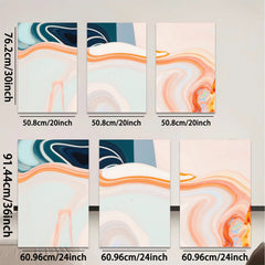 2D flat 1pc abstract fluid art canvas wall decor for living room bedroom modern farmhouse gallery wrapped teal orange minimalist statement piece trending now farmhouse style