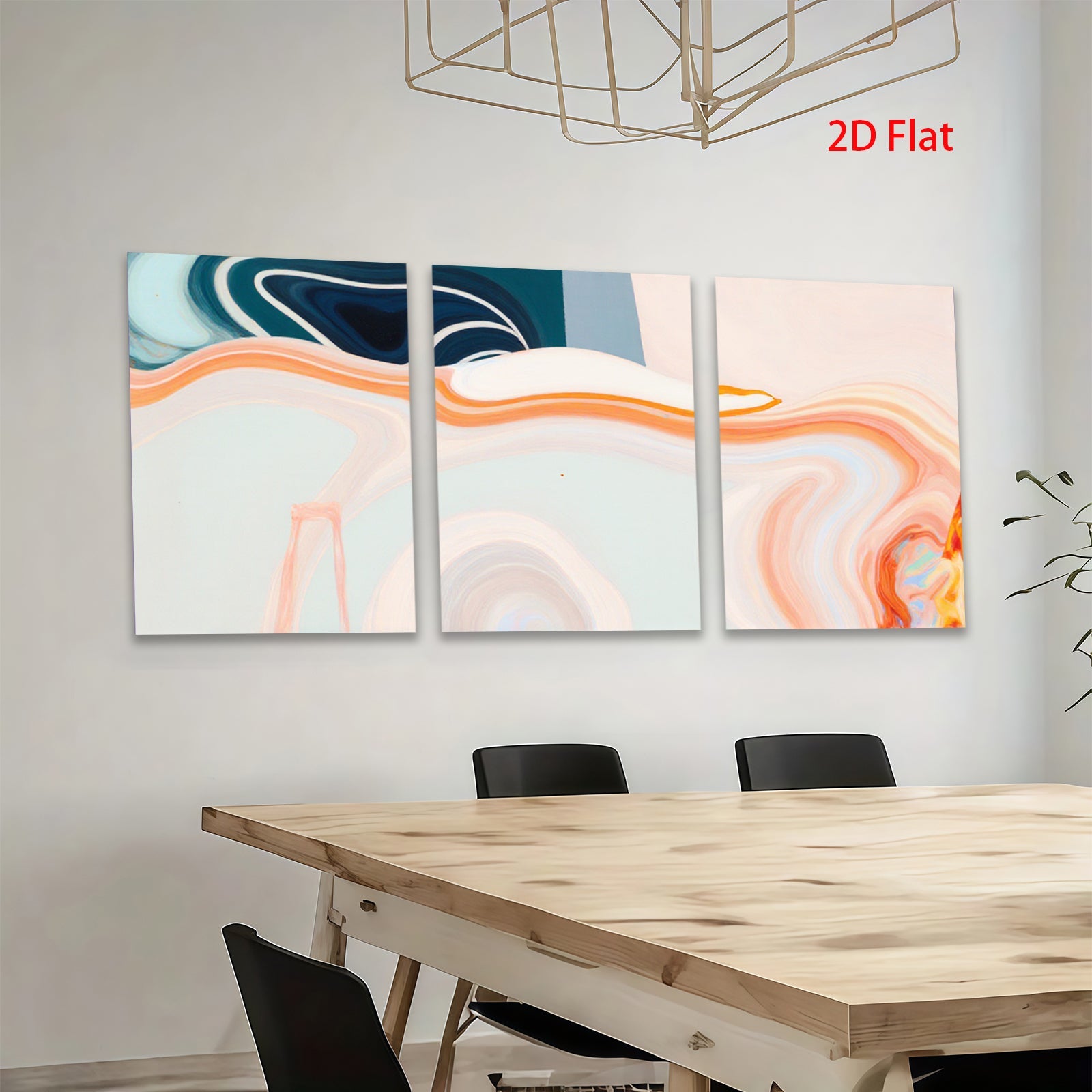 2D flat 1pc abstract fluid art canvas wall decor for living room bedroom modern farmhouse gallery wrapped teal orange minimalist statement piece trending now farmhouse style