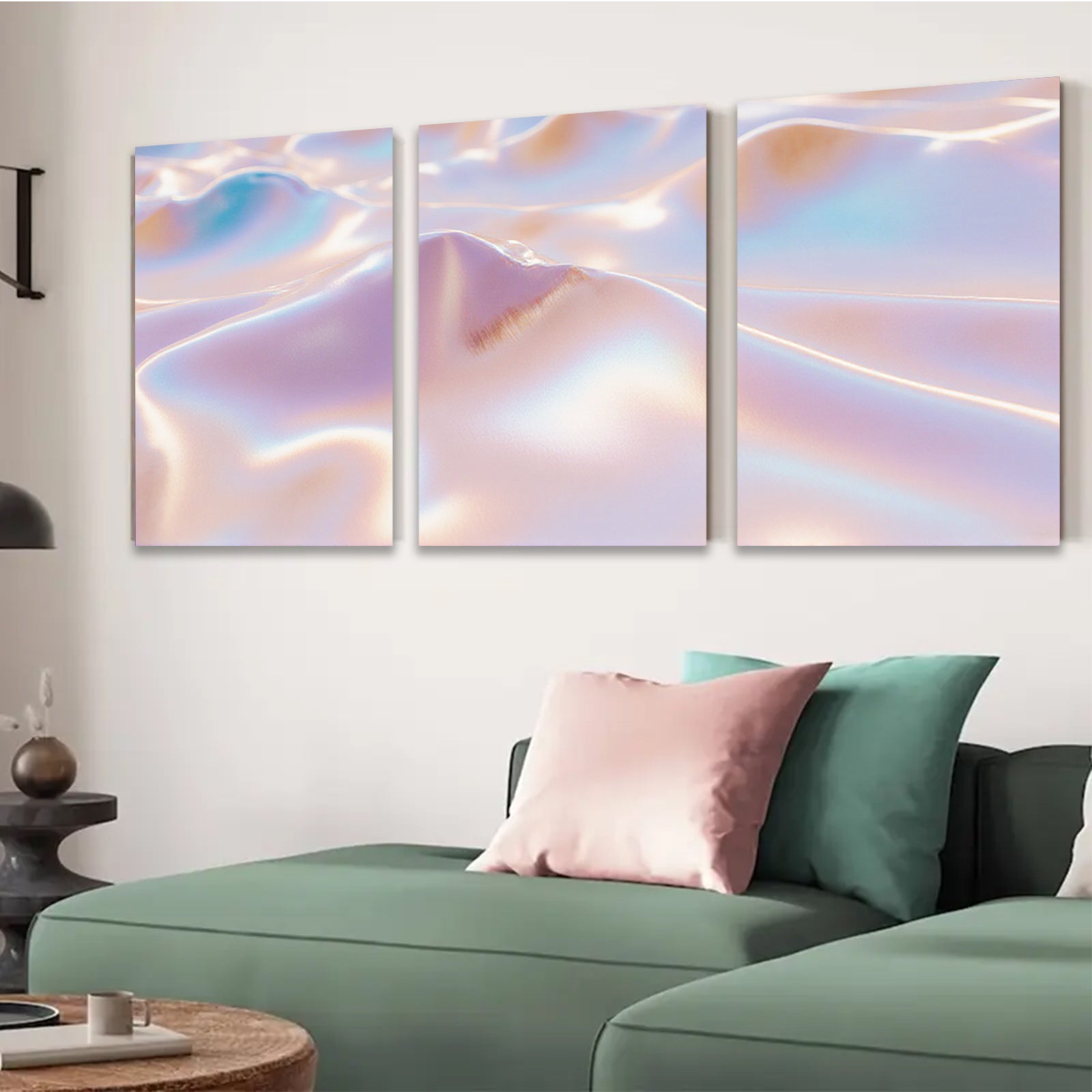 2D flat 1pc abstract fluid art pastel waves dreamy wall decor living room bedroom modern farmhouse gallery wrapped canvas prints oversized statement piece