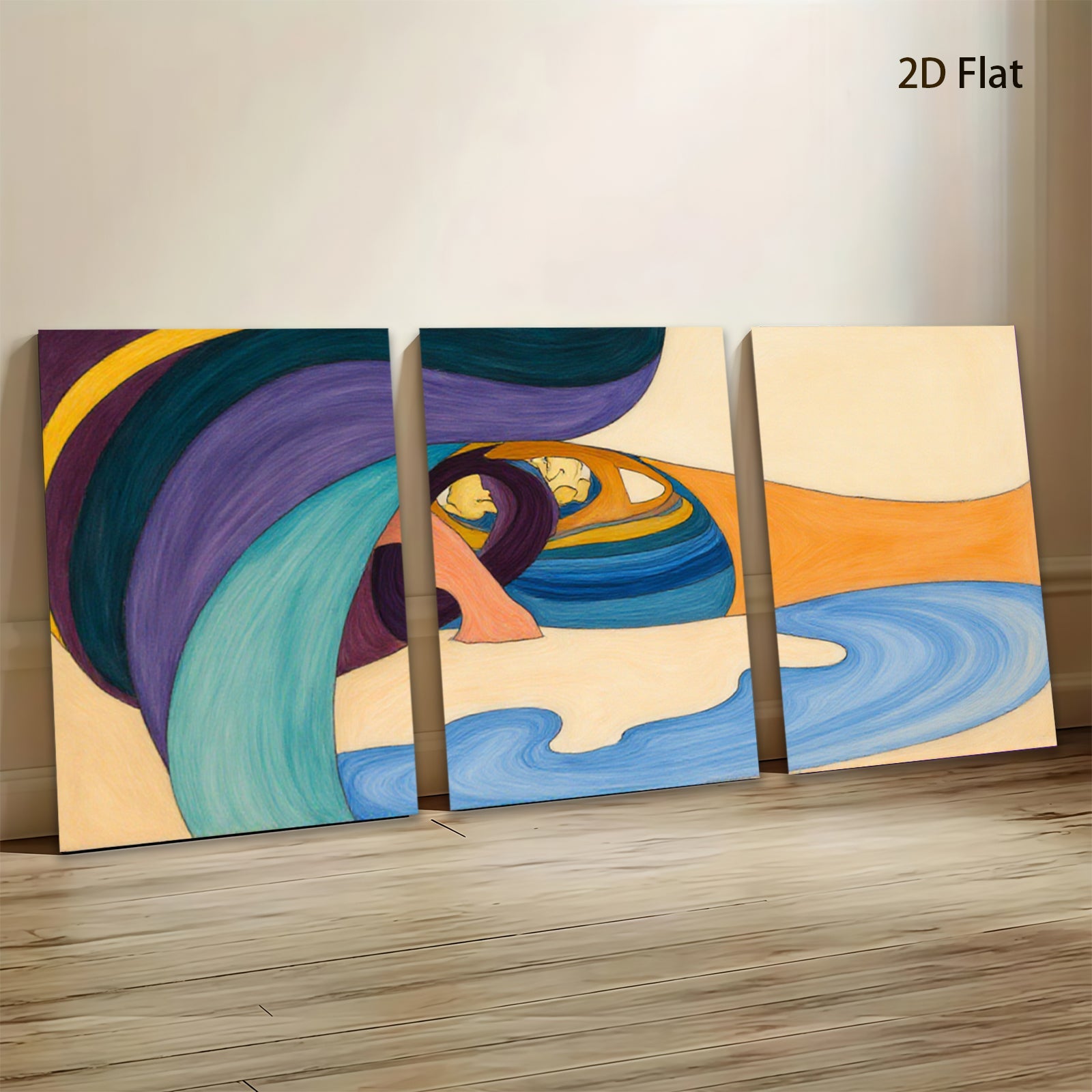 2D flat 1pc abstract fluid art swirling colors modern wall decor living room bedroom office gallery wrapped canvas prints farmhouse style