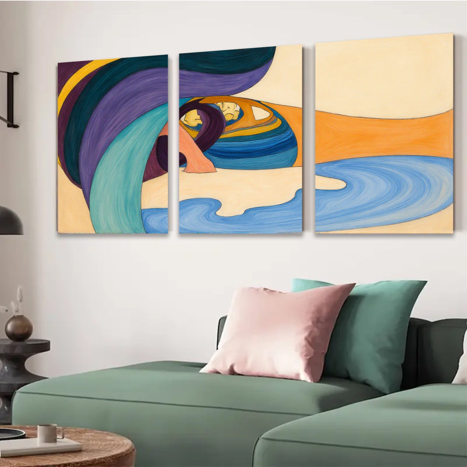 2D flat 1pc abstract fluid art swirling colors modern wall decor living room bedroom office gallery wrapped canvas prints farmhouse style