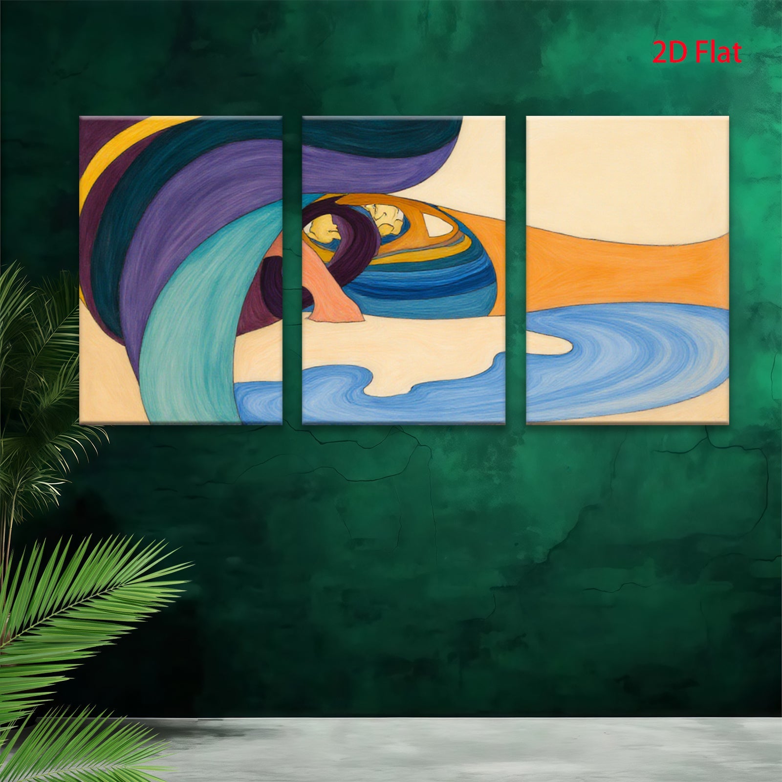 2D flat 1pc abstract fluid art swirling colors modern wall decor living room bedroom office gallery wrapped canvas prints farmhouse style
