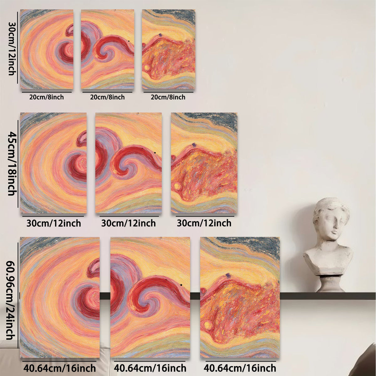 2D flat 1pc abstract fluid art vibrant swirling colors modern wall decor living room bedroom office farmhouse style gallery wrapped canvas print