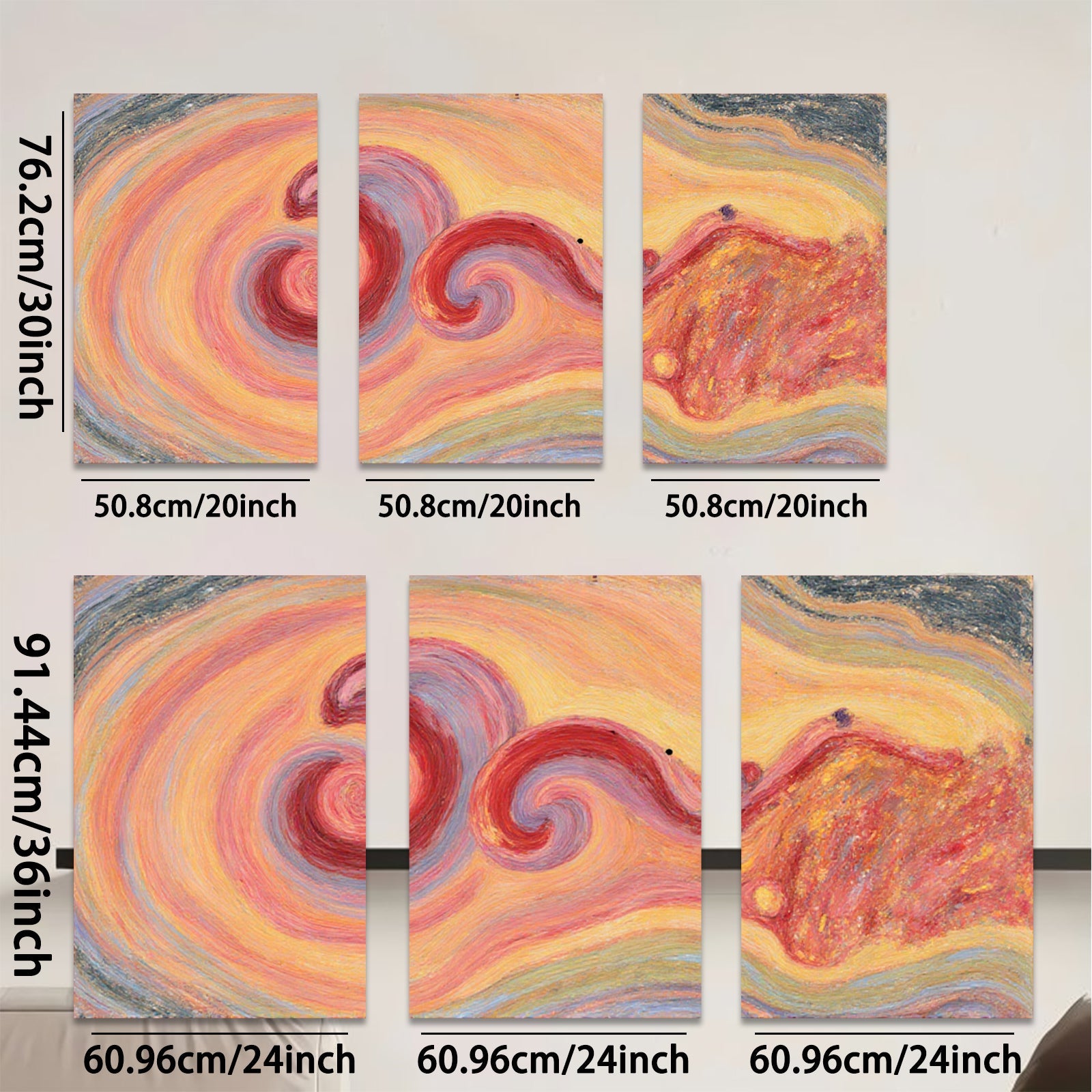 2D flat 1pc abstract fluid art vibrant swirling colors modern wall decor living room bedroom office farmhouse style gallery wrapped canvas print
