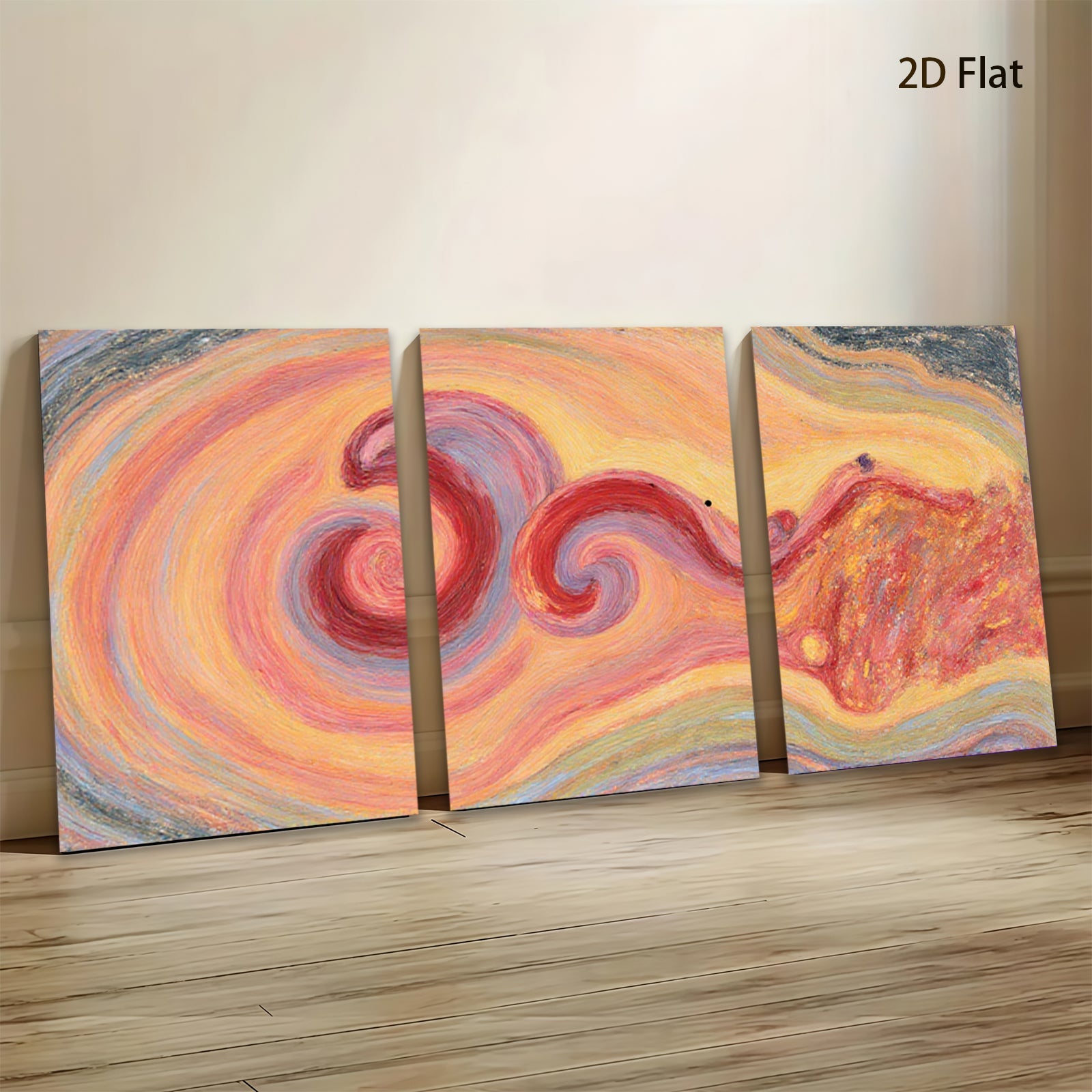 2D flat 1pc abstract fluid art vibrant swirling colors modern wall decor living room bedroom office farmhouse style gallery wrapped canvas print