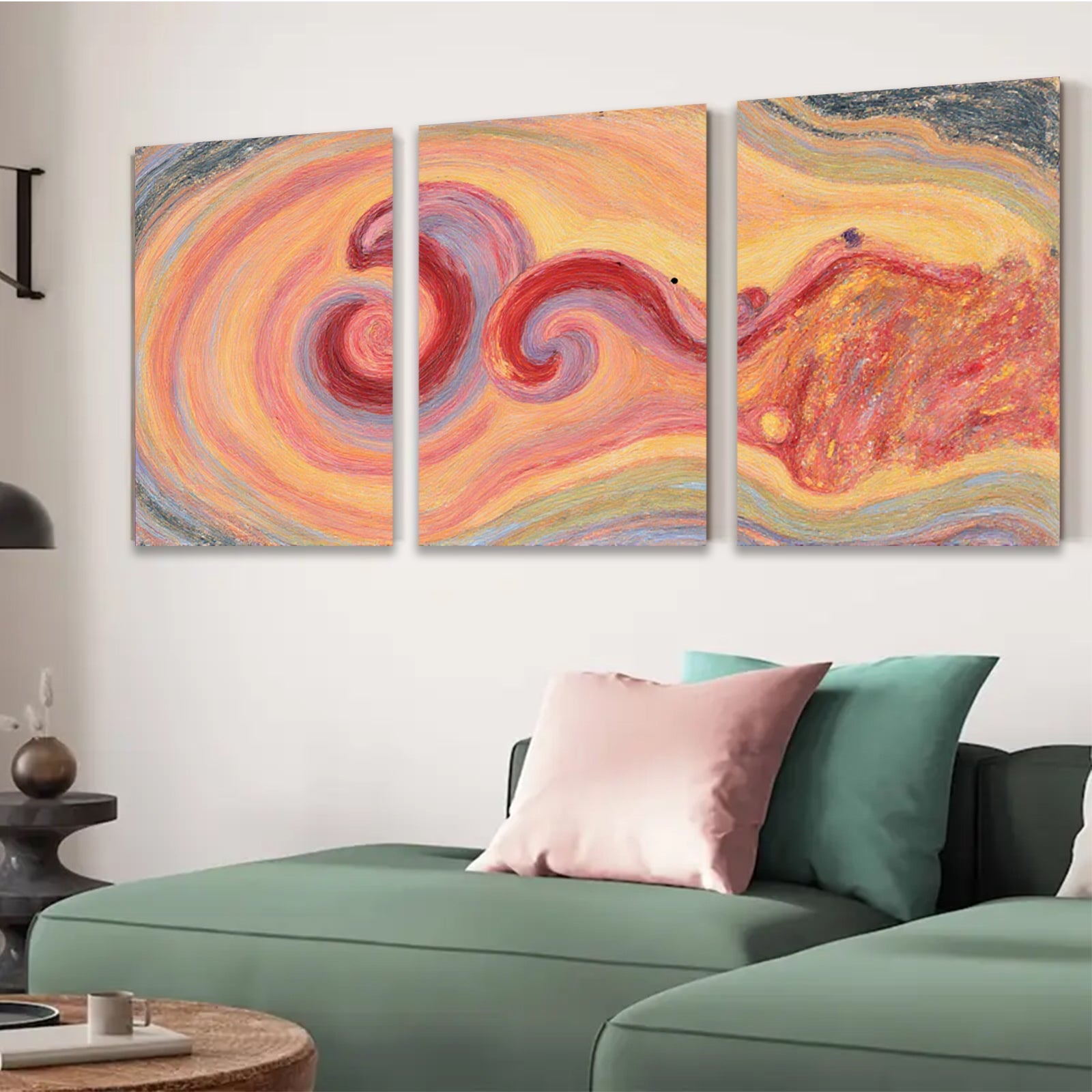 2D flat 1pc abstract fluid art vibrant swirling colors modern wall decor living room bedroom office farmhouse style gallery wrapped canvas print