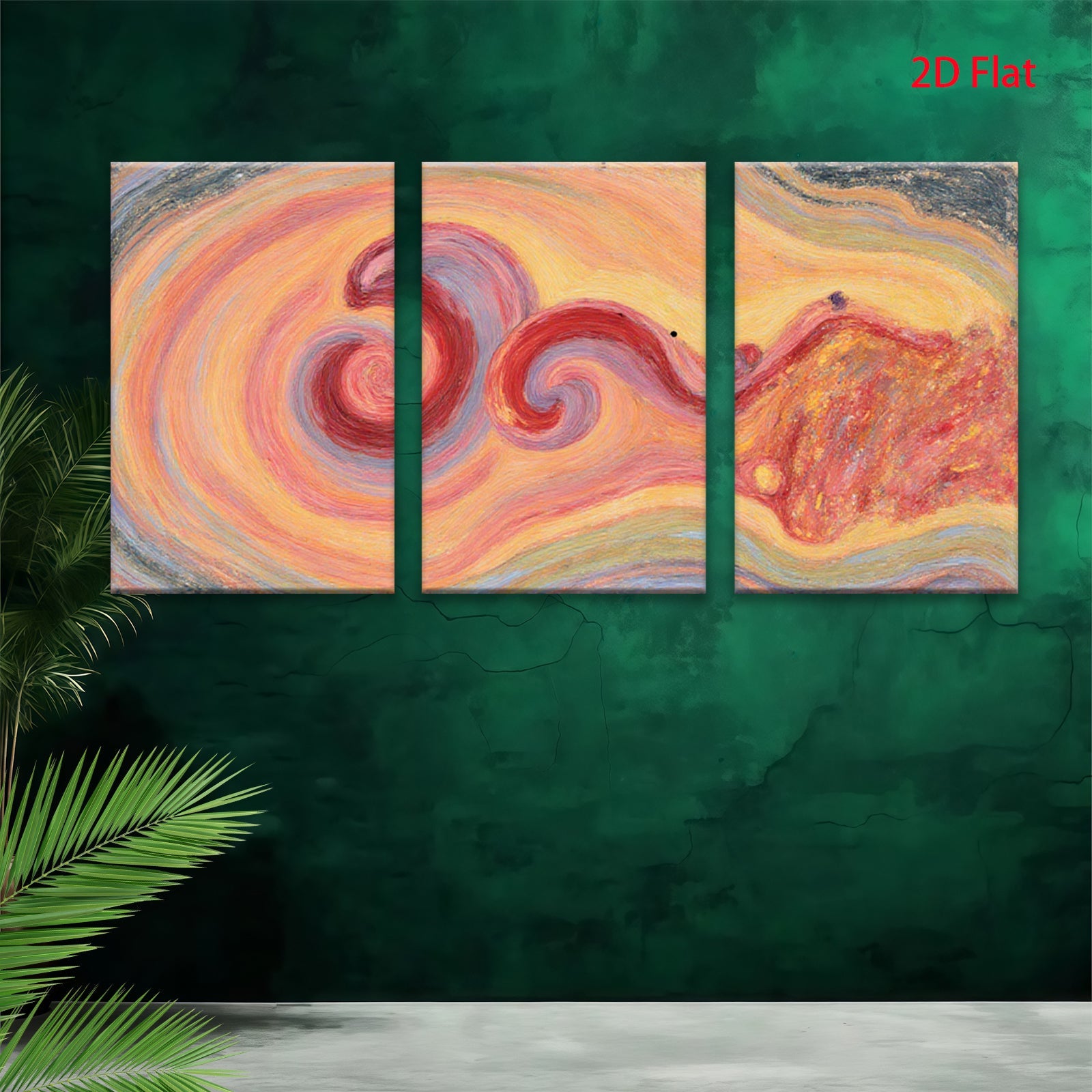 2D flat 1pc abstract fluid art vibrant swirling colors modern wall decor living room bedroom office farmhouse style gallery wrapped canvas print