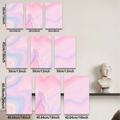 2D flat 1pc abstract fluid art waves blush pink blue modern wall decor living room bedroom gallery wrapped canvas print farmhouse style trending now