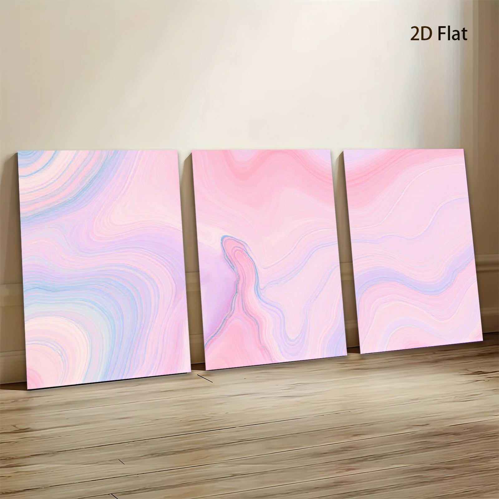 2D flat 1pc abstract fluid art waves blush pink blue modern wall decor living room bedroom gallery wrapped canvas print farmhouse style trending now