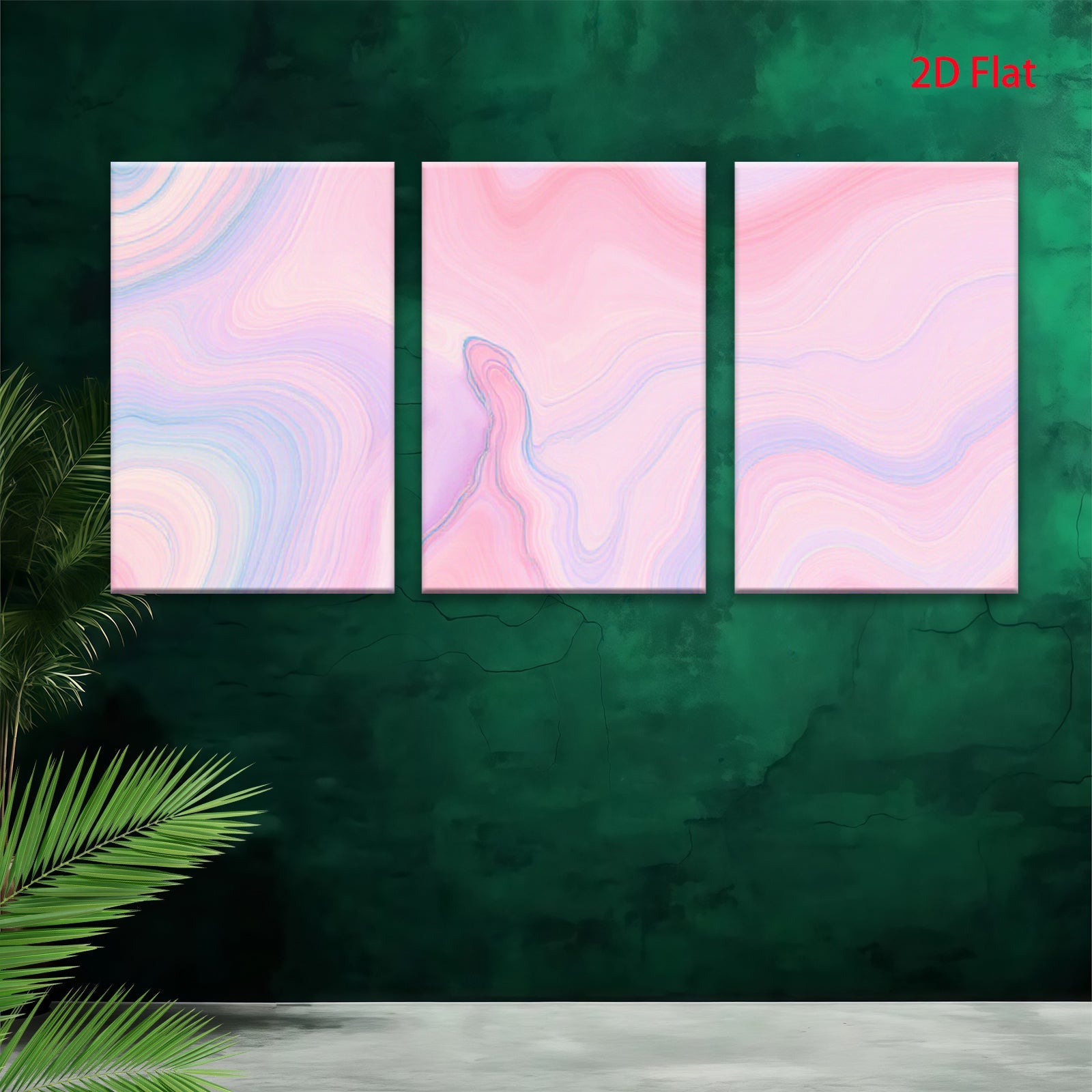 2D flat 1pc abstract fluid art waves blush pink blue modern wall decor living room bedroom gallery wrapped canvas print farmhouse style trending now